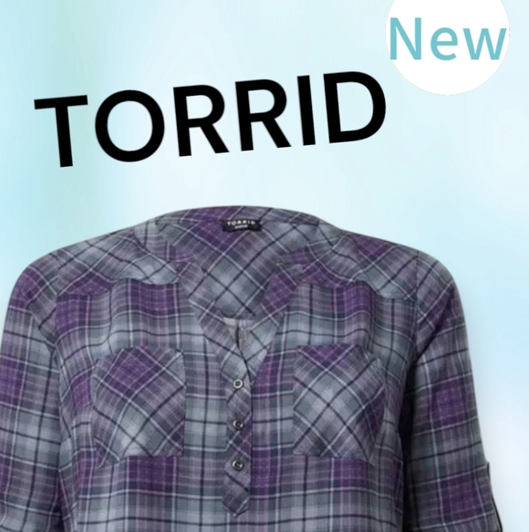NEW! Torrid Harper 3/4 Sleeve Pullover Blouse Size M/L - Picture 10 of 11